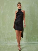Jenny Satin Halterneck Mini Dress
